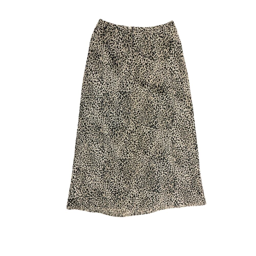Vintage Allison Taylor 100% silk long flowy skirt animal leopard print medium